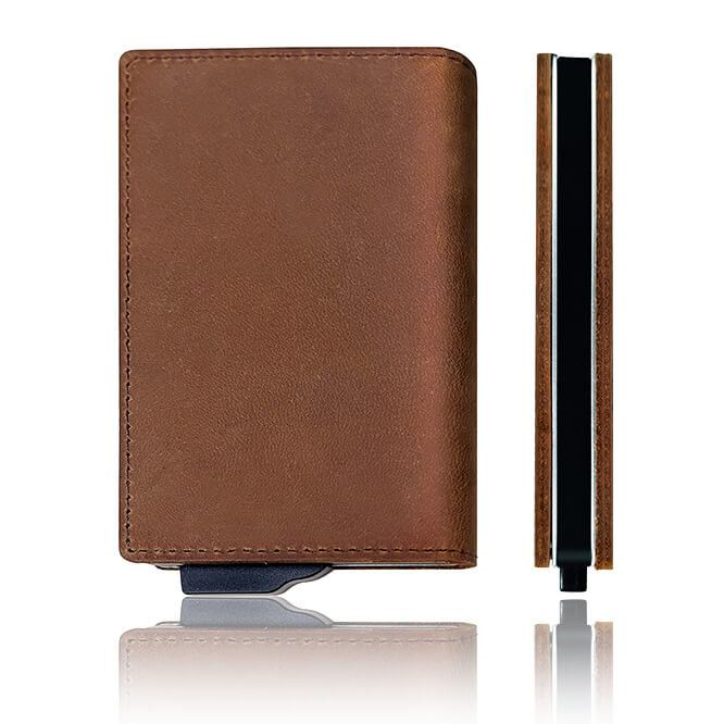 Amazon Hot Selling Crazy Horse Leather Slim RFID Business Credit Card Holder wallet