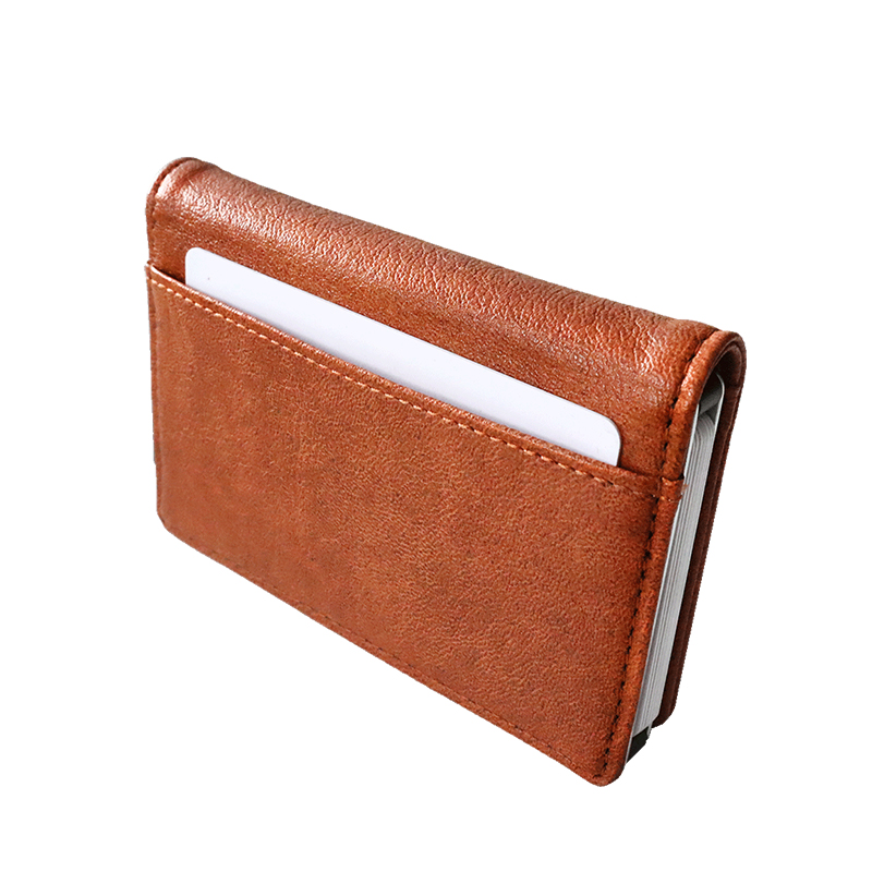 Hot Selling PU Leather Slim RFID Credit Card Holder Wallet